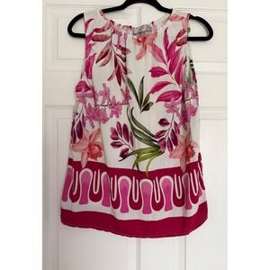 Tina Stephens Made in Italy Pink Floral Viscose Sleeveless Blouse Top ART 9553